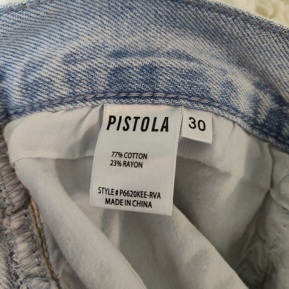 PISTOLA HIGH RISE JEANS BAGGY CROPPED WOMEN'S SIZE 30 RIPPED FRAYED  LIGHTWASH - Picture 12 of 17